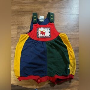 Vintage Colorful Baby Romper with Moose 🫎 Patch